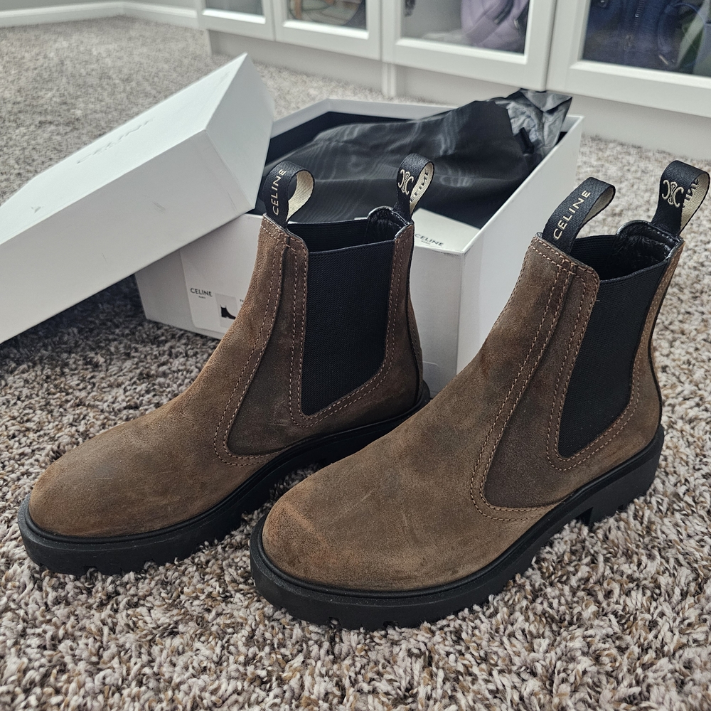 Celine Brown Leather Chelsea Boots